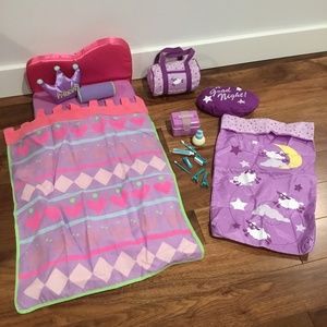18” Doll Princess Bed and Sleepover Set with Sleeping Bag